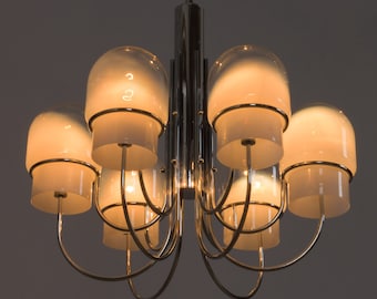 Italian space age chandelier with Murano  glass ombre shades, 1970s