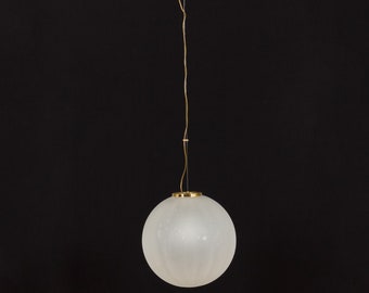 Extra Large Murano glass, handblown "frosted drop " pendant with brass details,  Italy 1970s