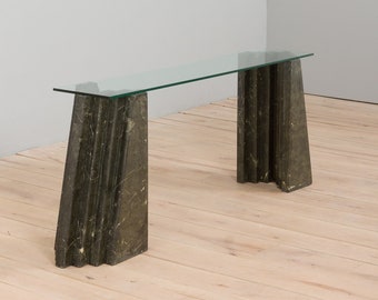 Marble and glass console table in the style of Carlo Scarpa, Cattelan, Italy, 1970s