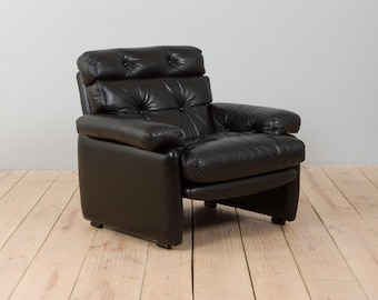 Coronado Lounge Armchair in black leather by Tobia Scarpa for C&B Italia, 1960s