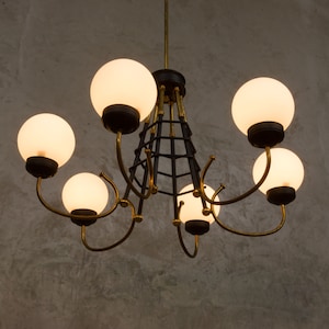 Original Stilnovo six lights italian chandelier from the 60s