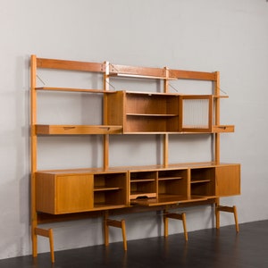 Scandinavian teak free standing Rival wall unit by Kjell Riise, Norway 1960s image 4