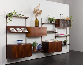 Rud Thygesen & Johnny Sorensen mid-century rosewood 4 bay wall unit Hansen and Guldborg, Denmark 1960s.