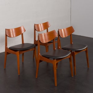 4er Set Mid-Century Stühle von Funder-Schmidt & Madsen in schwarzem Anilinleder, Dänemark 1960er Jahre