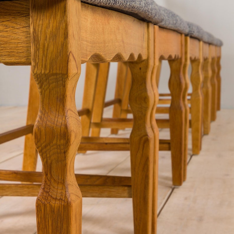 Danish set of six oak razor chairs, H. Kjærnulf for EG Kvalitetsmøbler 1960s image 4