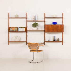 Poul Cadovius  teak wall unit with a desk-shelf and a bar cabinet, Denmark 1960s