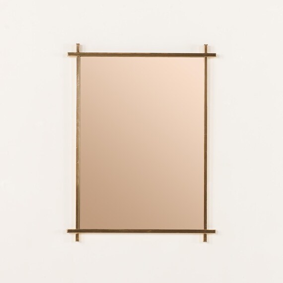 Italian mid century brass mirror in the style of Romeo Rega, 1970s