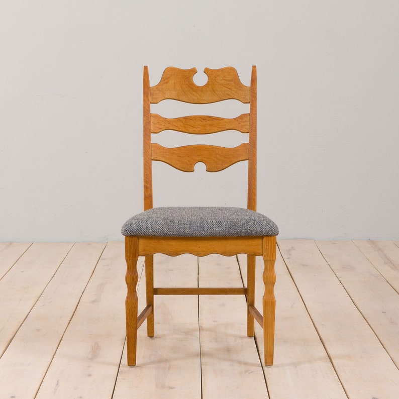 Danish set of six oak razor chairs, H. Kjærnulf for EG Kvalitetsmøbler 1960s image 5