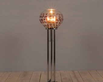 Italian handblown Murano glass and chrome floor lamp in the style of Toni Zuccheri, Italy 1970s