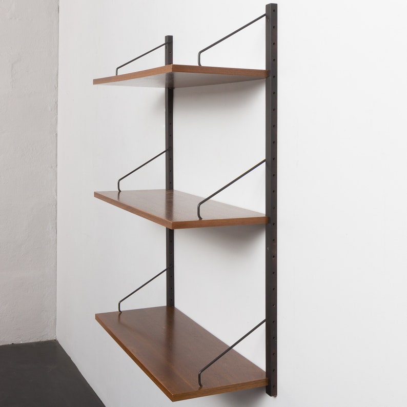 Poul Cadovius set of 3 extra deep walnut shelves for Cado, Denmark, 1960s image 5