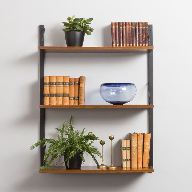 Poul Cadovius set of 3 extra deep walnut shelves for Cado, Denmark, 1960s image 2