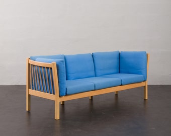 Danish mid century deep blue three seater sofa attr. to Stouby, 1980s.