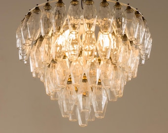 Carlo Scarpa Poliedri chandelier, Venini, Italy 1960s
