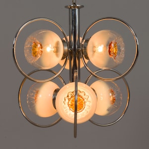 Mazzega Space Age Murano glass chrome plated chandelier, Italy 1970s