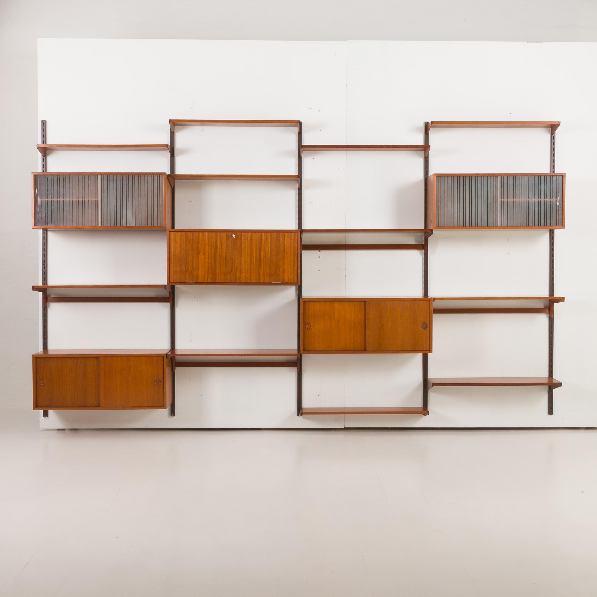 Kai Kristiansen Four Bay Teak Wall Unit for FM Mobler, Denmark 