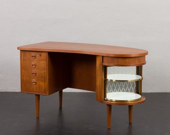 Bureau en teck Kai Kristiansen avec meuble bar, Danemark des années 1960