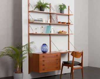 Danish home office teak wall unit by AEJM Mobler, Denmark 1970s