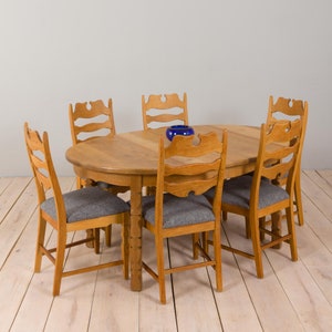 Danish set of six oak razor chairs, H. Kjærnulf for EG Kvalitetsmøbler 1960s image 2