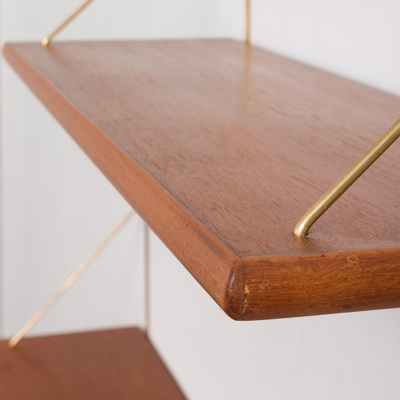 Danish mid-century set of teak shelf with a console, 1950s image 9