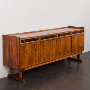 Mid-century modern rosewood sideboard with drawers finished in black leather, Denmark, 1960s image 7