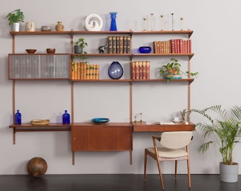 Kai Kristiansen minimalist home office wall unit with floating desk for FM Mobler, Denmark 1960s