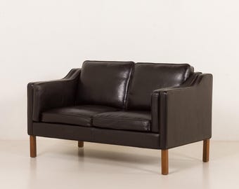 Danish black aniline leather sofa by Hurup, 1980s