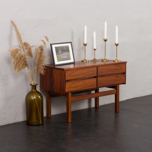 Petite Console Scandinave en Palissandre avec 4 Tiroirs, Danemark 1960s