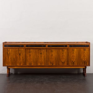 Mid-century modern rosewood sideboard with drawers finished in black leather, Denmark, 1960s image 6