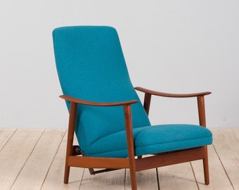 Vintage Scandinavian Modern High Back Teak Rocker Recliner Chair by Arnt Lande, 1960s