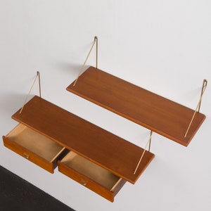 Danish mid-century set of teak shelf with a console, 1950s image 6