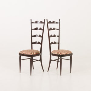 Set of two high ladder back Chiavari chairs attr. to Paolo Buffa, Italy, 1950s