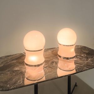 Large Opaline Glass Table Lamp by Goffredo Reggiani for Reggiani,  set of 2, Italy 1960s