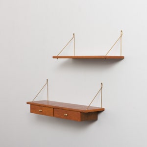 Danish mid-century set of teak shelf with a console, 1950s image 4