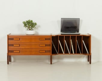 Italian mid century sideboard with vinyl records compartment, 1970s