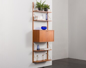 Danish mid-century wall unit with bar cabinet or a secretaire in the style of Poul Cadovius, 1960s