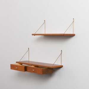 Danish mid-century set of teak shelf with a console, 1950s image 5