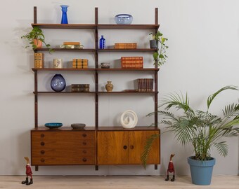 Rosewood Wall Unit with a dresser and a lighted bar cabinet by Thygesen and Sorensen for Hansen & Guldborg, 1960s