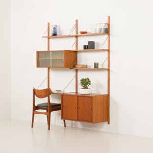 Preben Sorensen two bay teak wall unit, PS systems Randers, Denmark, 1960s