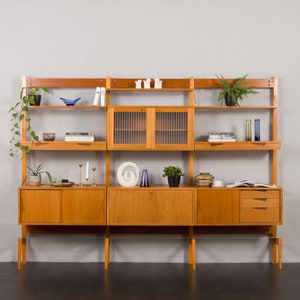 Scandinavian teak free standing Rival wall unit by Kjell Riise, Norway 1960s image 2