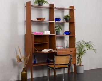 Italian mid century freestanding wall unit or room divider with bar cabinet or a hidden desk, 1970s