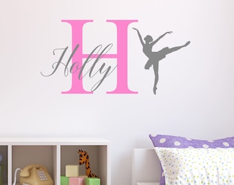 Personalised Ballerina Ballet Wall Sticker Wall Decal Childrens Kids Nursery Bedroom Playroom Vinyl