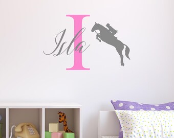 Personalised Horse Riding Wall Sticker Wall Decal Childrens Kids Nursery Bedroom Playroom Vinyl Show Jumping