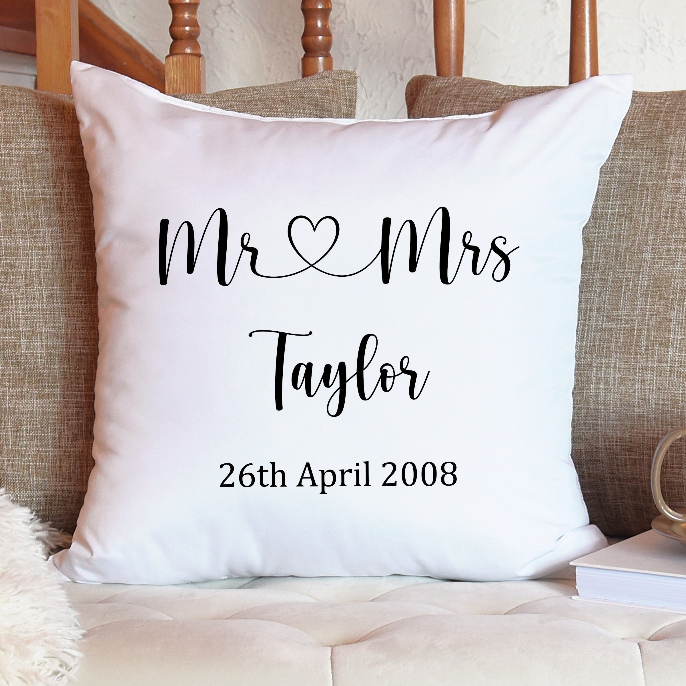 Mr and Mrs Cushion Etsy UK