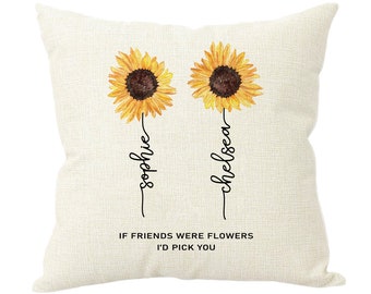 Personalised Friend Cushion If Friends Were Flowers I'd Pick You Hessian Style Pillow Birthday Custom Gift