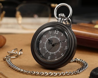 Personalized Wood Pocket Watch for Men, Custom Wood Pocket watch, Engrave Wood Pocket Watch