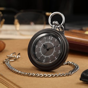 Personalized Walnut Wood Pocket watch Custom Engraved Gift for Special Occasions, Engraved with your message or initials. Ebony Sandalwood