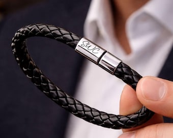 Personalisiertes Lederarmband für Männer - Personalisiertes Namensarmband, Geschenk für Ihn mit versteckter Nachricht - KOSTENLOSER VERSAND