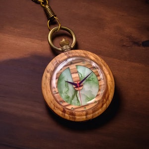 Men&#39;s Personalized Wood Pocket Watch, Custom Engraved Wood Pocket Watch, Anniversary, Father&#39;s Day, Graduation, Groomsmen Gift