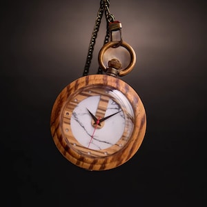 Men&#39;s Wood Pocket Watch for Men, Custom Wood Pocket Watch, Engrave Wood Pocket Watch, Wood Anniversary Gift, Groomsmen Pocket Watch Gift