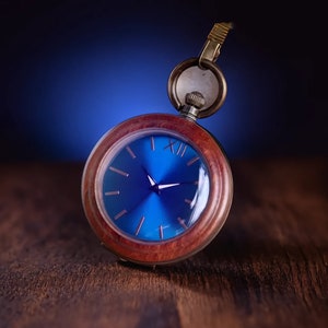 Men&#39;s Personalized Wood Pocket Watch, Custom Engraved Wood Pocket Watch for Anniversary, Father&#39;s Day, Graduation, Groomsmen, Husband Gift